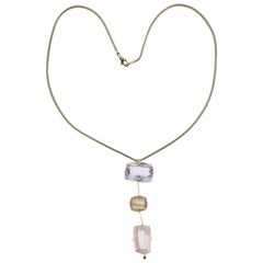 Vintage H. Stern Cobblestone Amethyst Quartz Sapphire Gold Necklace