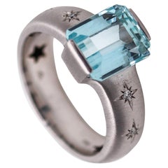 H. Stern Cocktail Ring 18Kt White Gold With 3.95 Ctw In Aquamarine And Diamonds