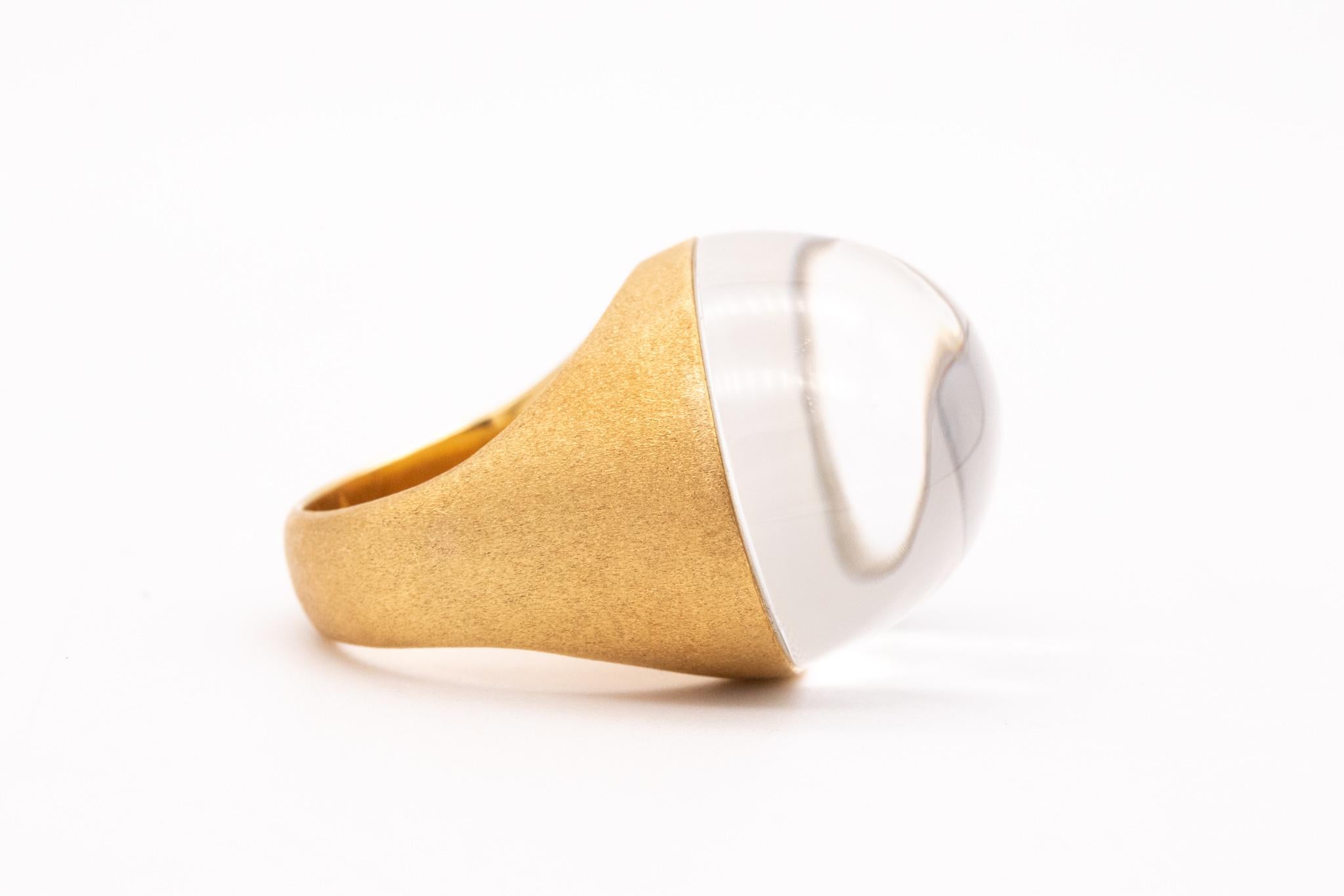 Women's or Men's H. Stern Cocktail Ring In 18Kt Yellow Gold With 50.71 Cts Clear Rock Quartz