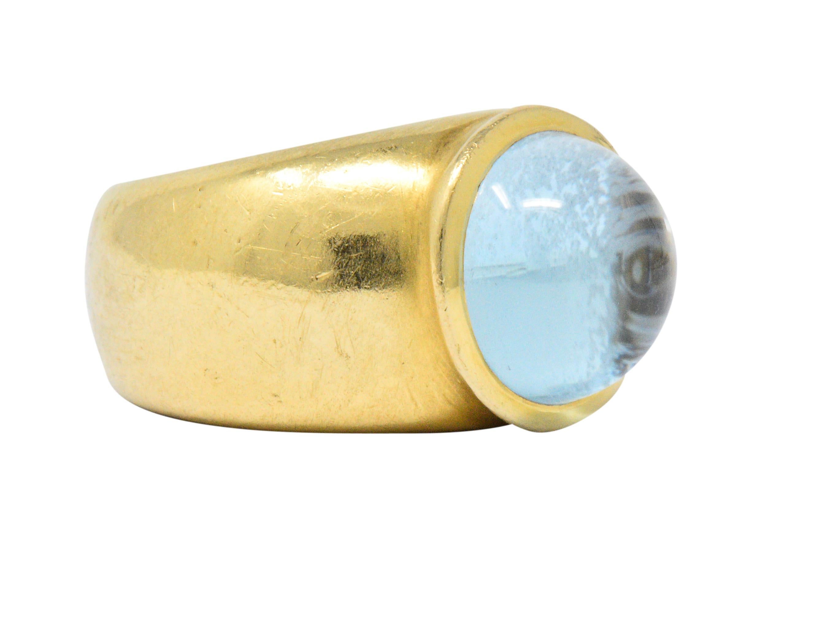 Women's or Men's H. Stern Contemporary 7.03 Carat Aquamarine Diamond 18 Karat Gold Ring