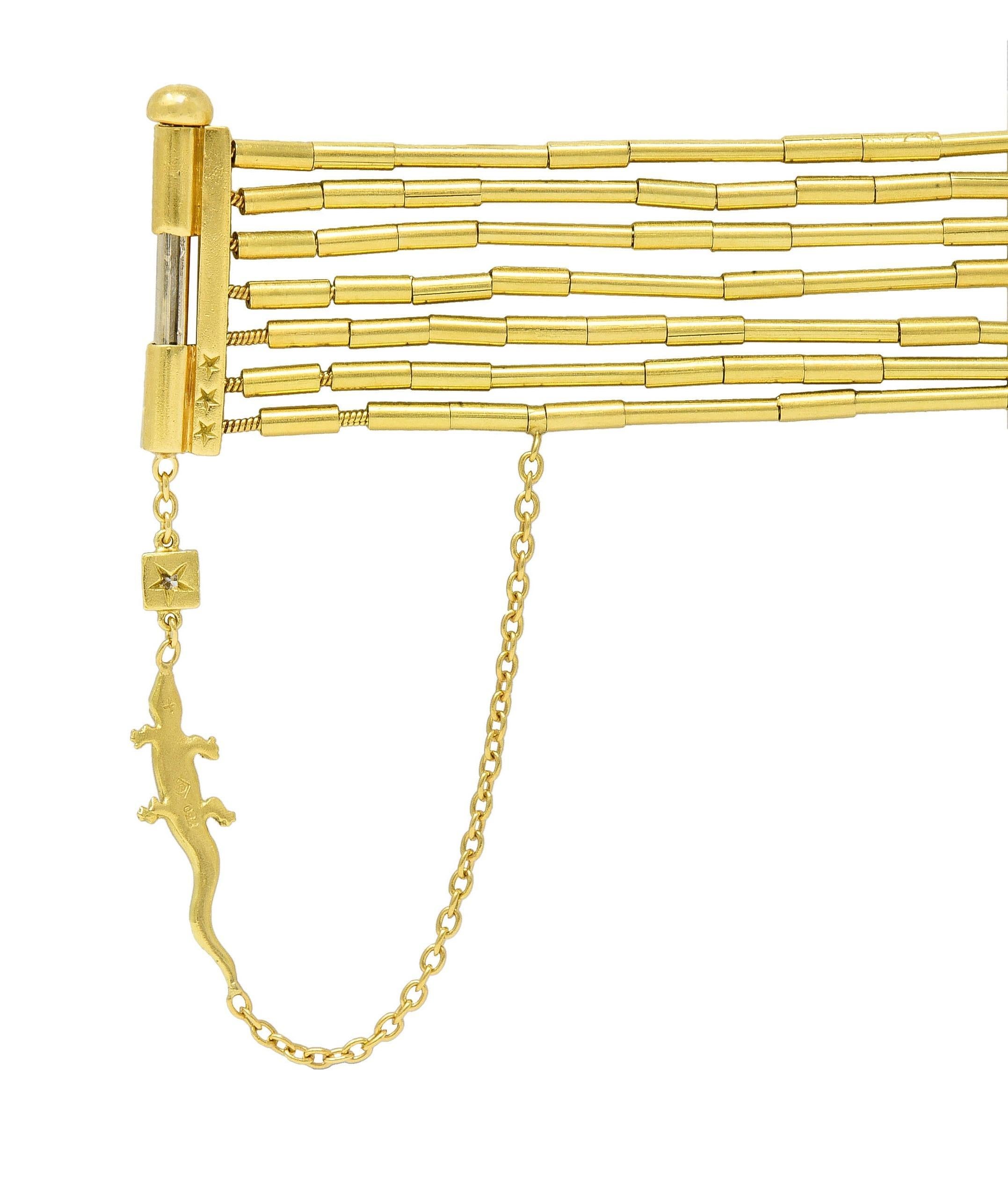 H. Stern Diamond 18 Karat Yellow Gold Fluid Gold Multi Strand Bead Bracelet For Sale 7