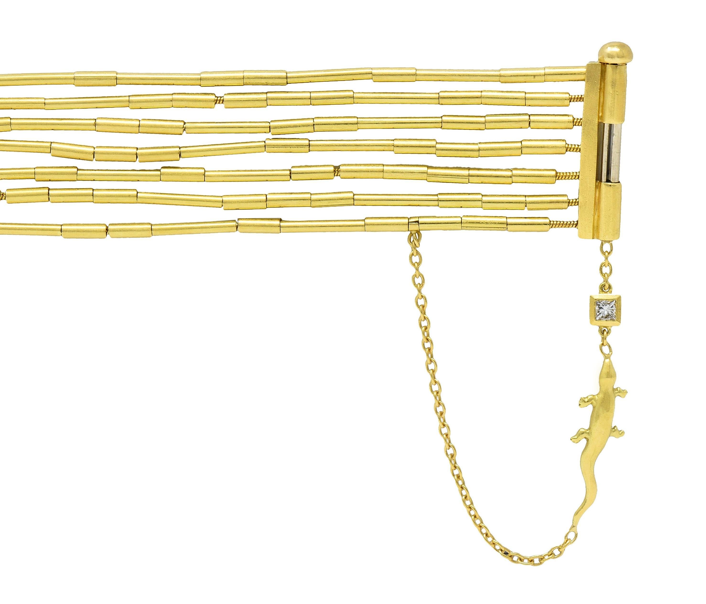 H. Stern Diamond 18 Karat Yellow Gold Fluid Gold Multi Strand Bead Bracelet For Sale 1