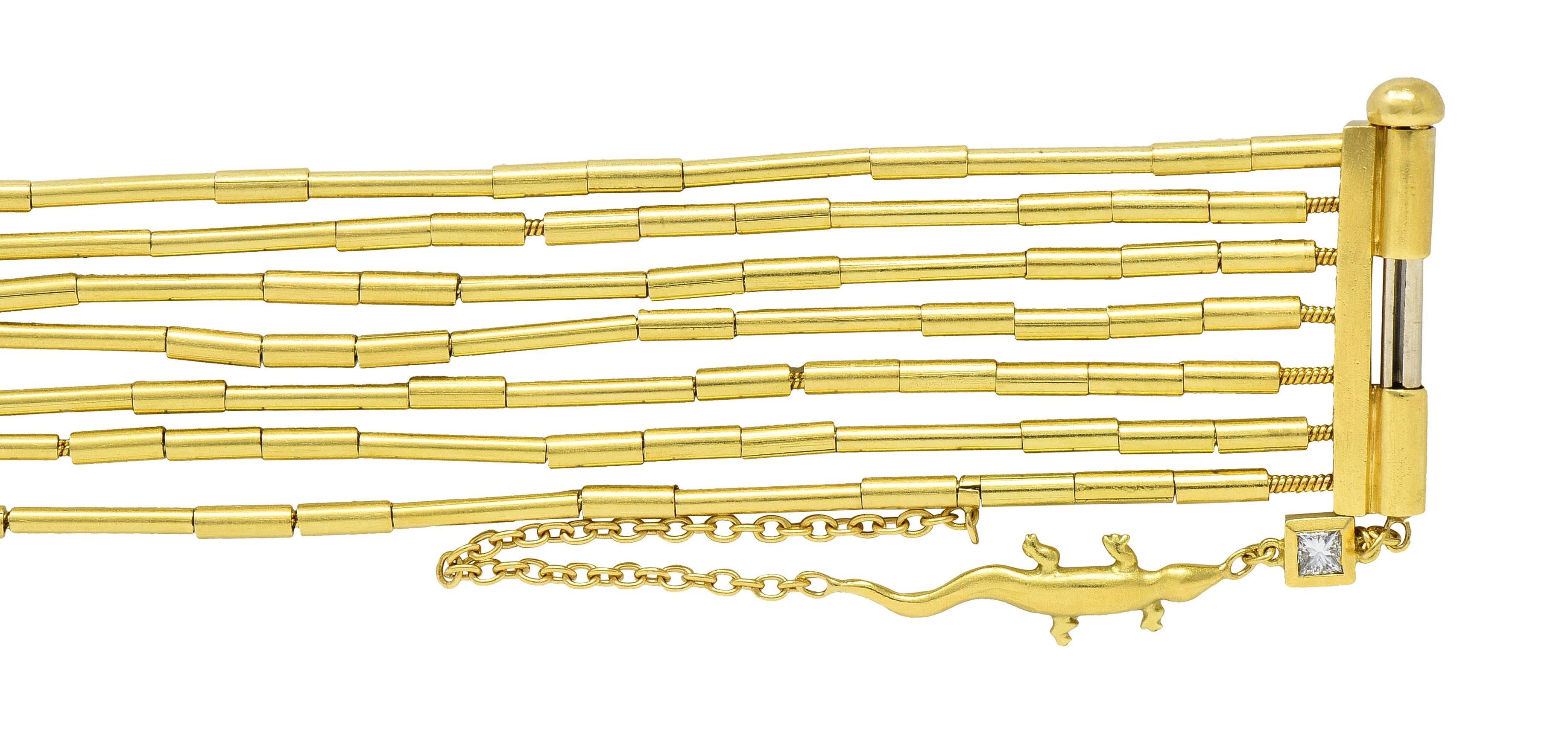 H. Stern Diamond 18 Karat Yellow Gold Fluid Gold Multi Strand Bead Bracelet For Sale 2