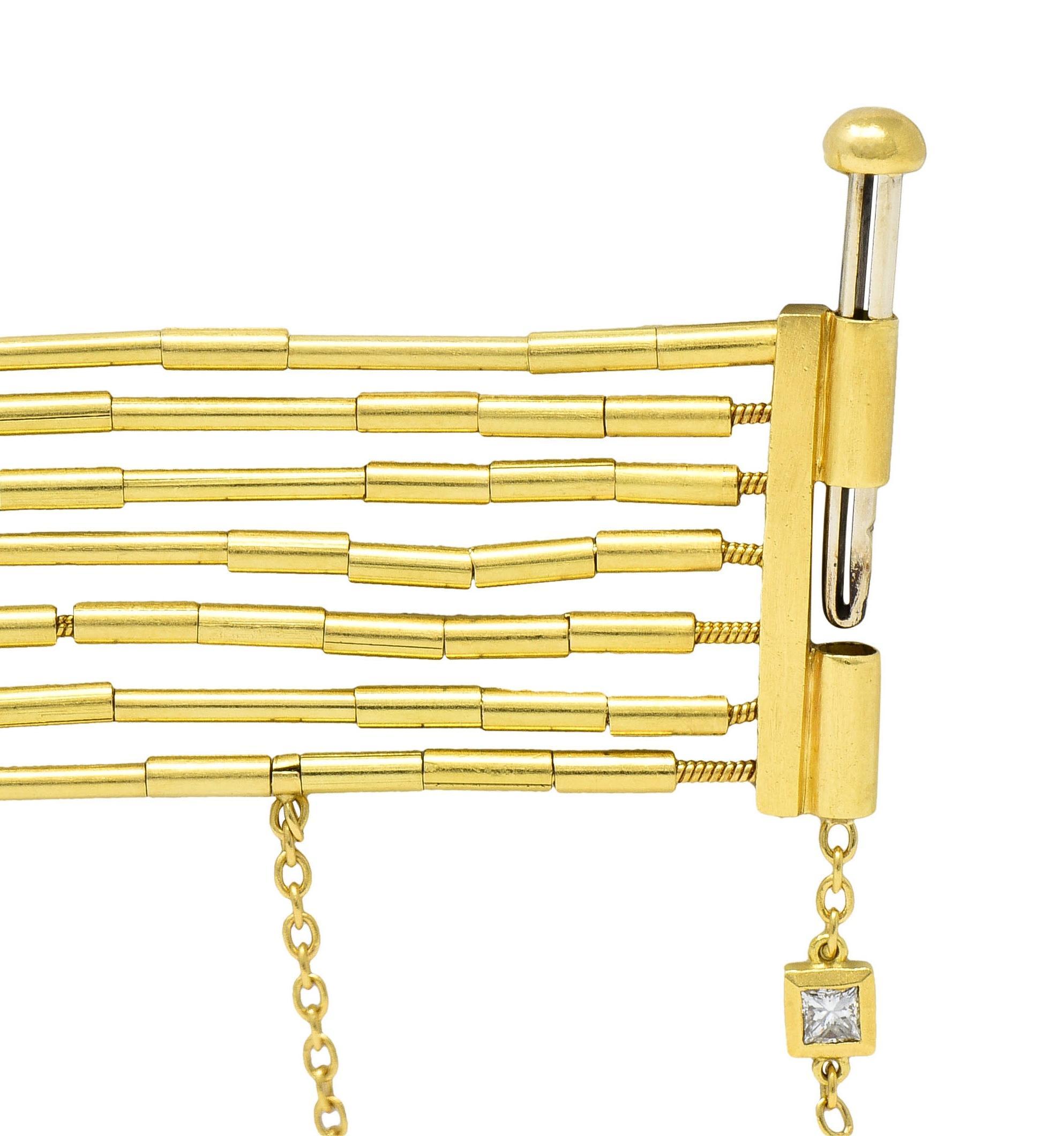 H. Stern Diamond 18 Karat Yellow Gold Fluid Gold Multi Strand Bead Bracelet For Sale 4