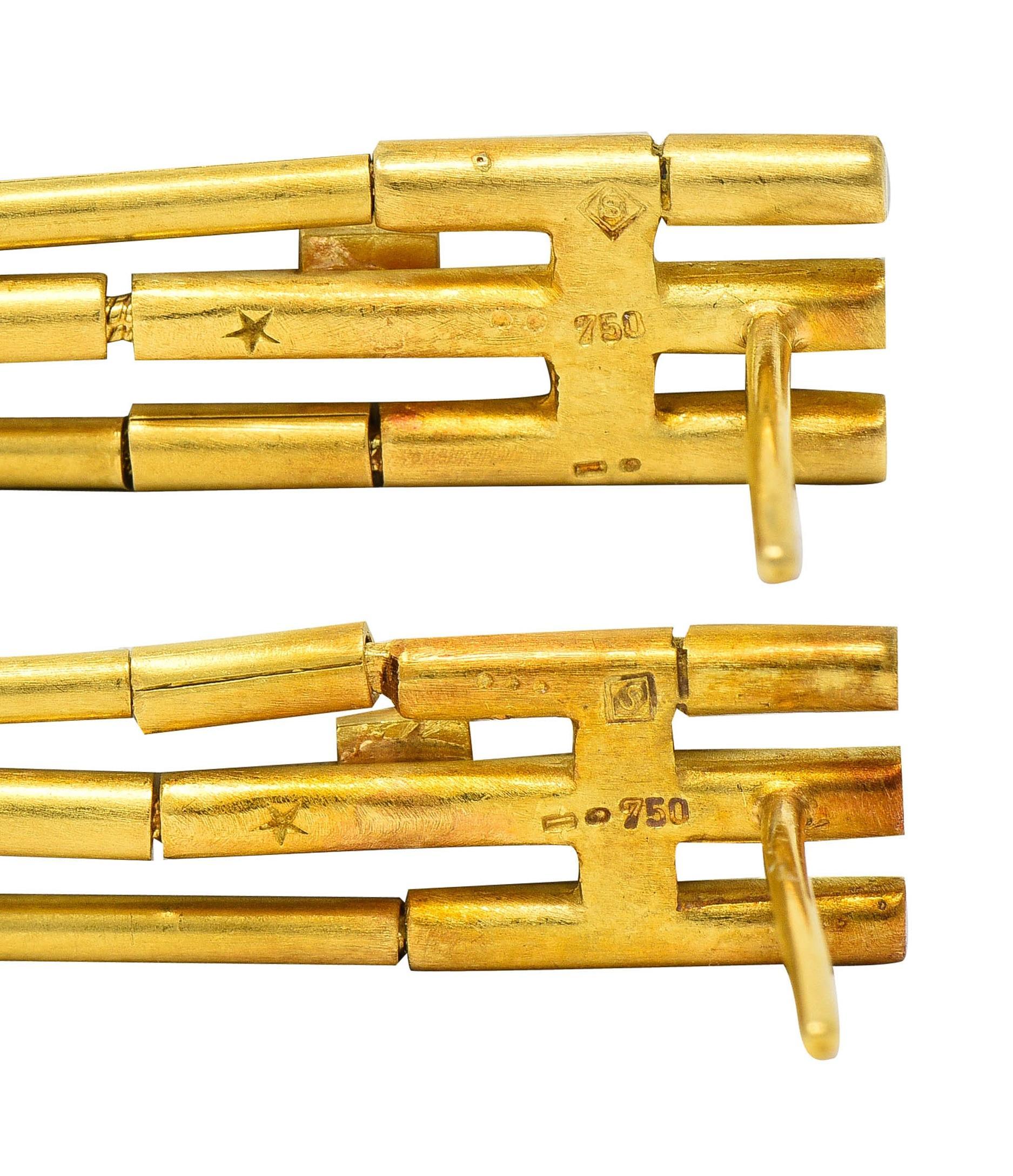 H. Stern Diamond 18 Karat Yellow Gold Fringe Fluid Gold Bead Drop Earrings In Excellent Condition In Philadelphia, PA