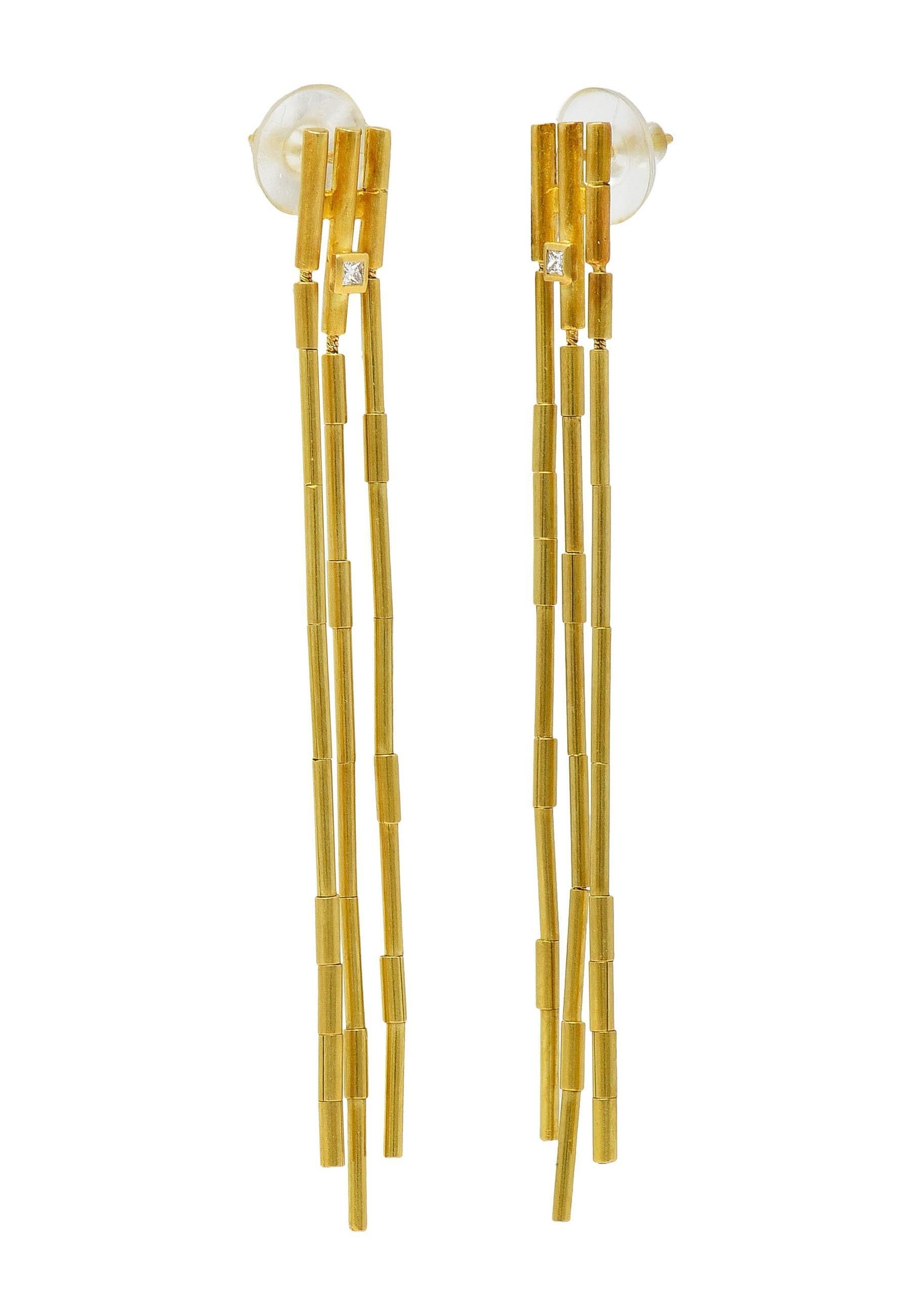 H. Stern Diamond 18 Karat Yellow Gold Fringe Fluid Gold Bead Drop Earrings 1