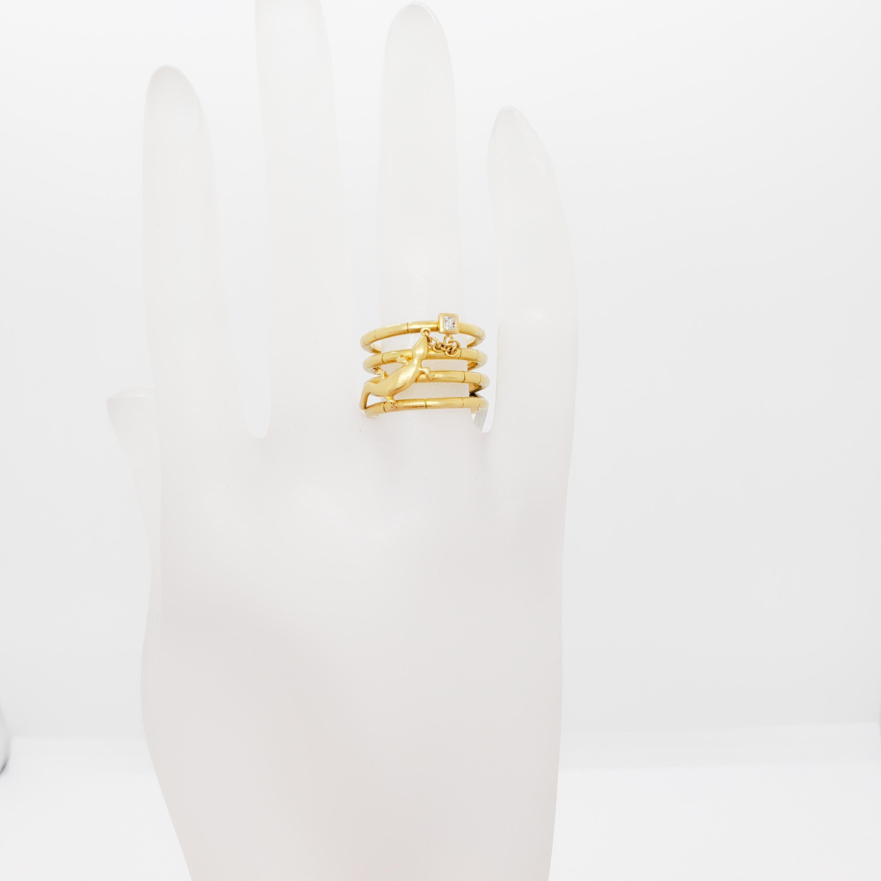 H. Stern Diamond and Gold Stacked Ring in 18k In New Condition In Los Angeles, CA