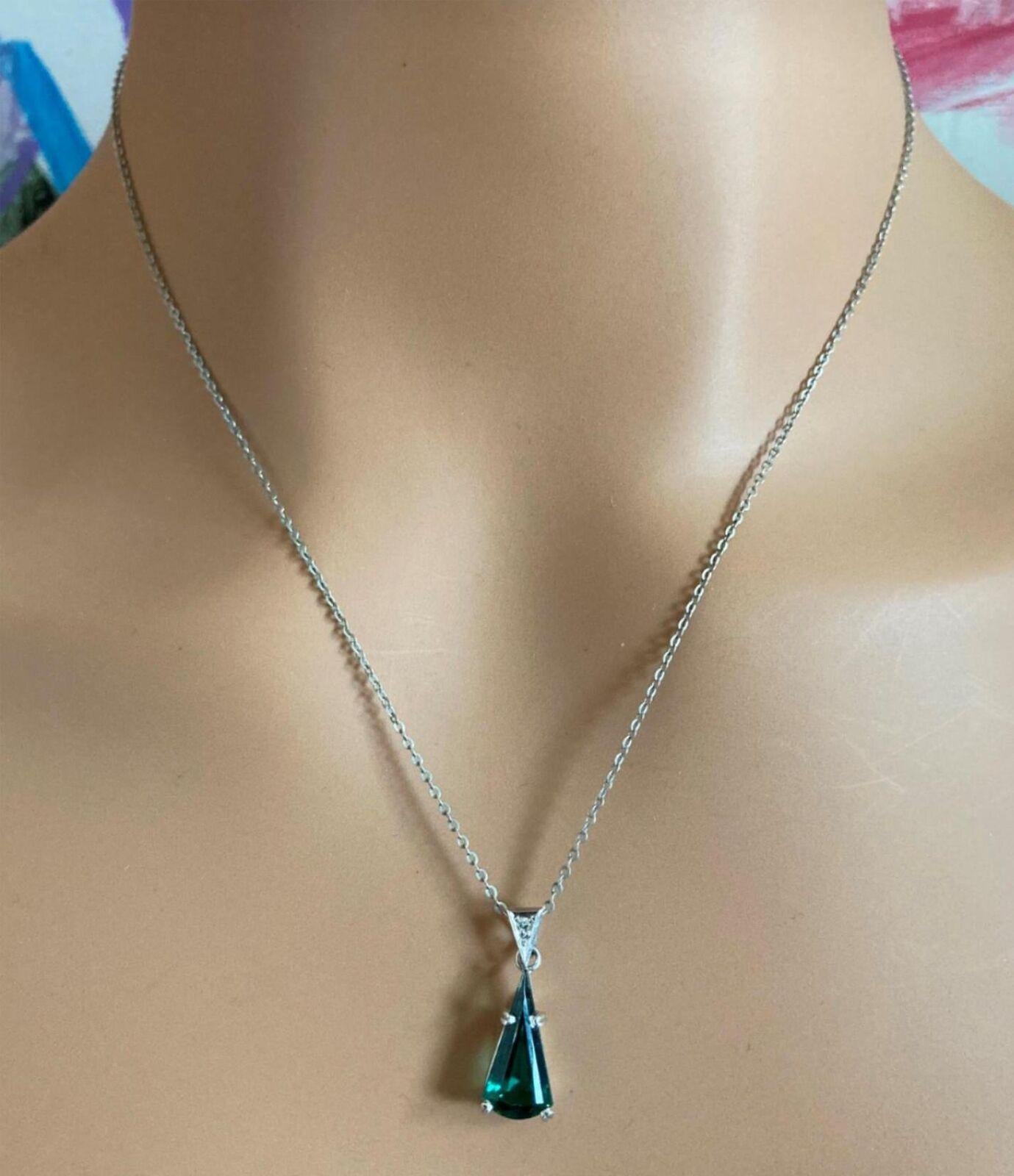 H. Stern Diamond Blue Green Tourmaline White Gold Pendant Necklace For Sale 3