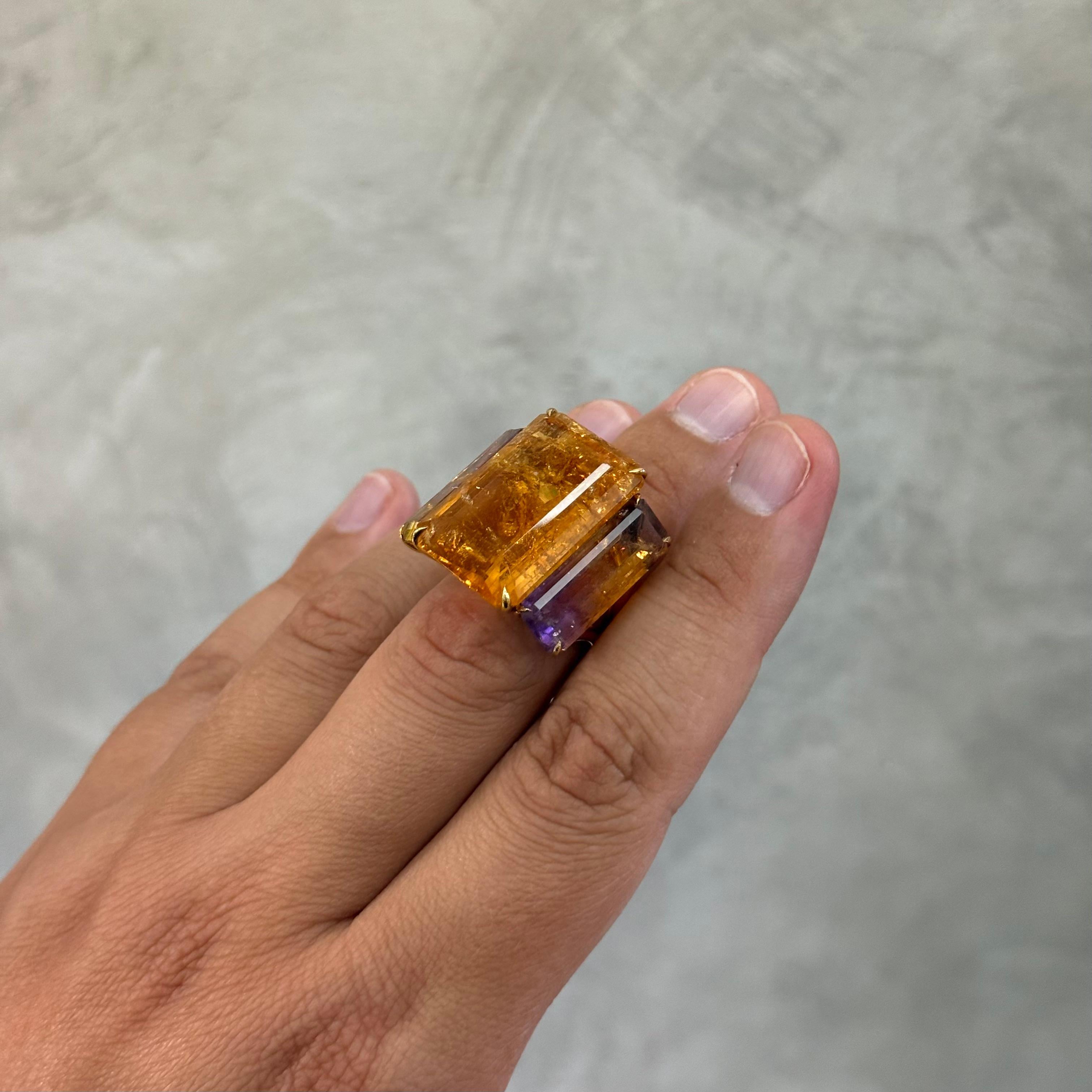 H. Stern Diamant Citrin Ametrin Quarz Cocktail Ring 18K Gelbgold Brasilien im Angebot 5