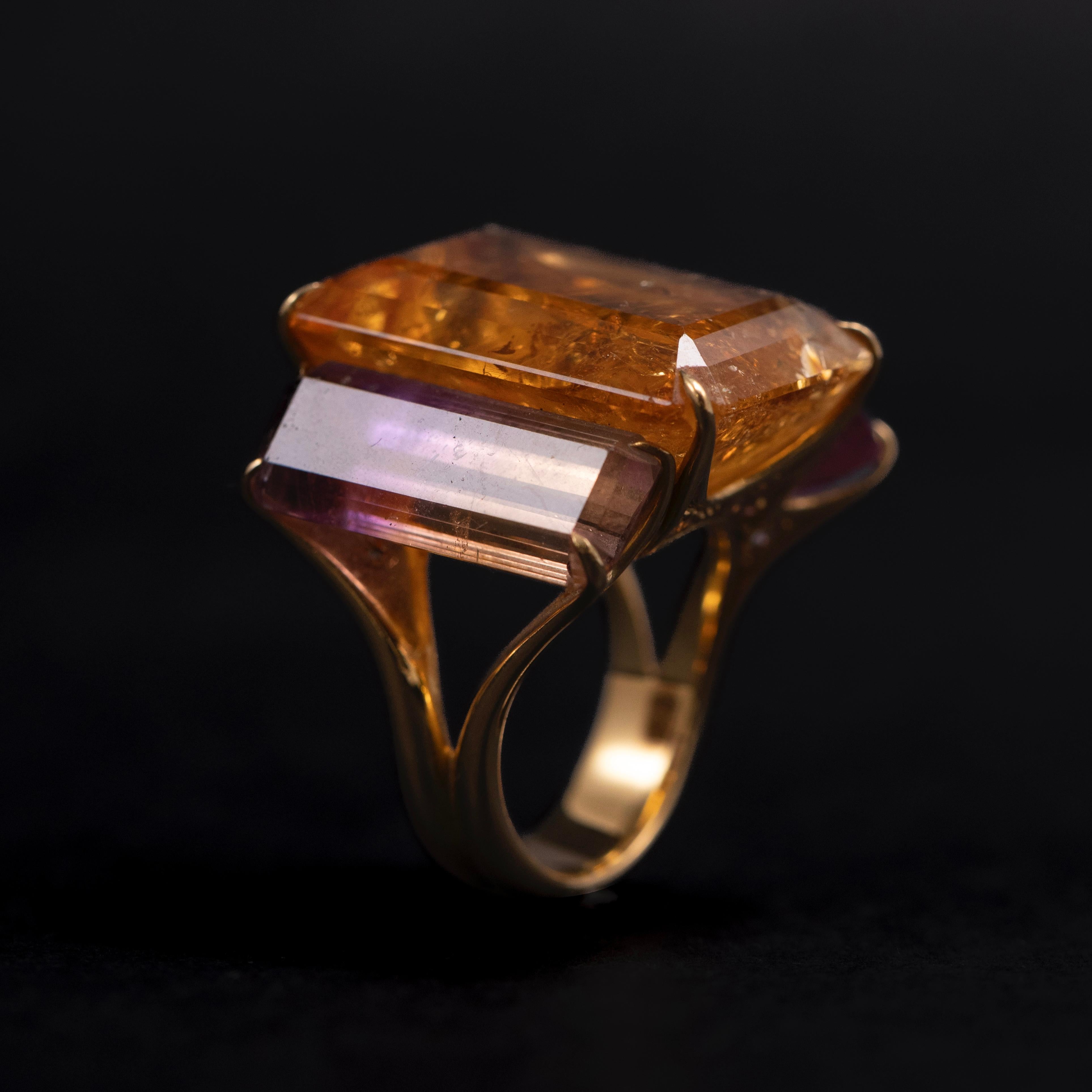 H. Stern Diamant Citrin Ametrin Quarz Cocktail Ring 18K Gelbgold Brasilien (Smaragdschliff) im Angebot