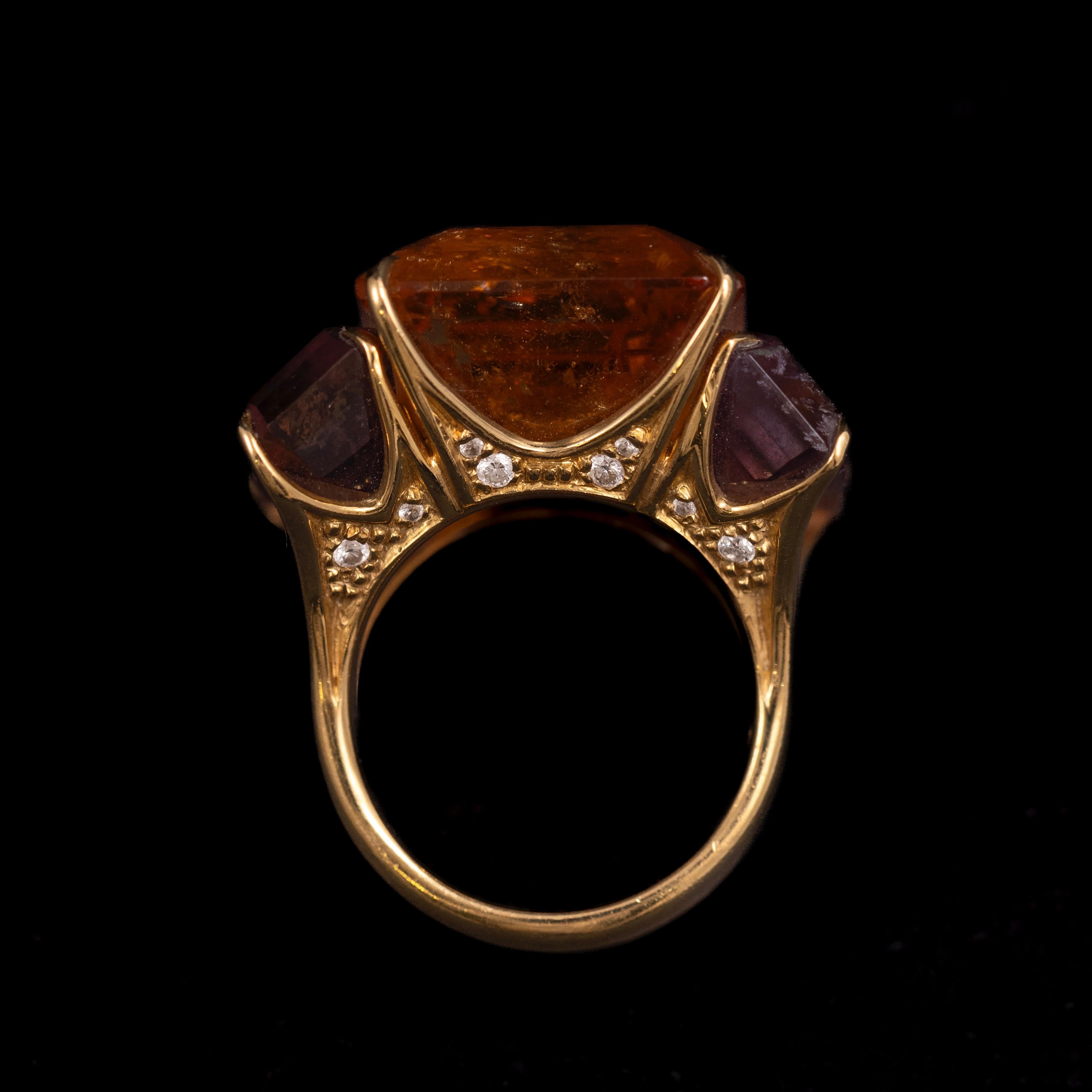 H. Stern Diamant Citrin Ametrin Quarz Cocktail Ring 18K Gelbgold Brasilien im Zustand „Gut“ im Angebot in Lisbon, PT