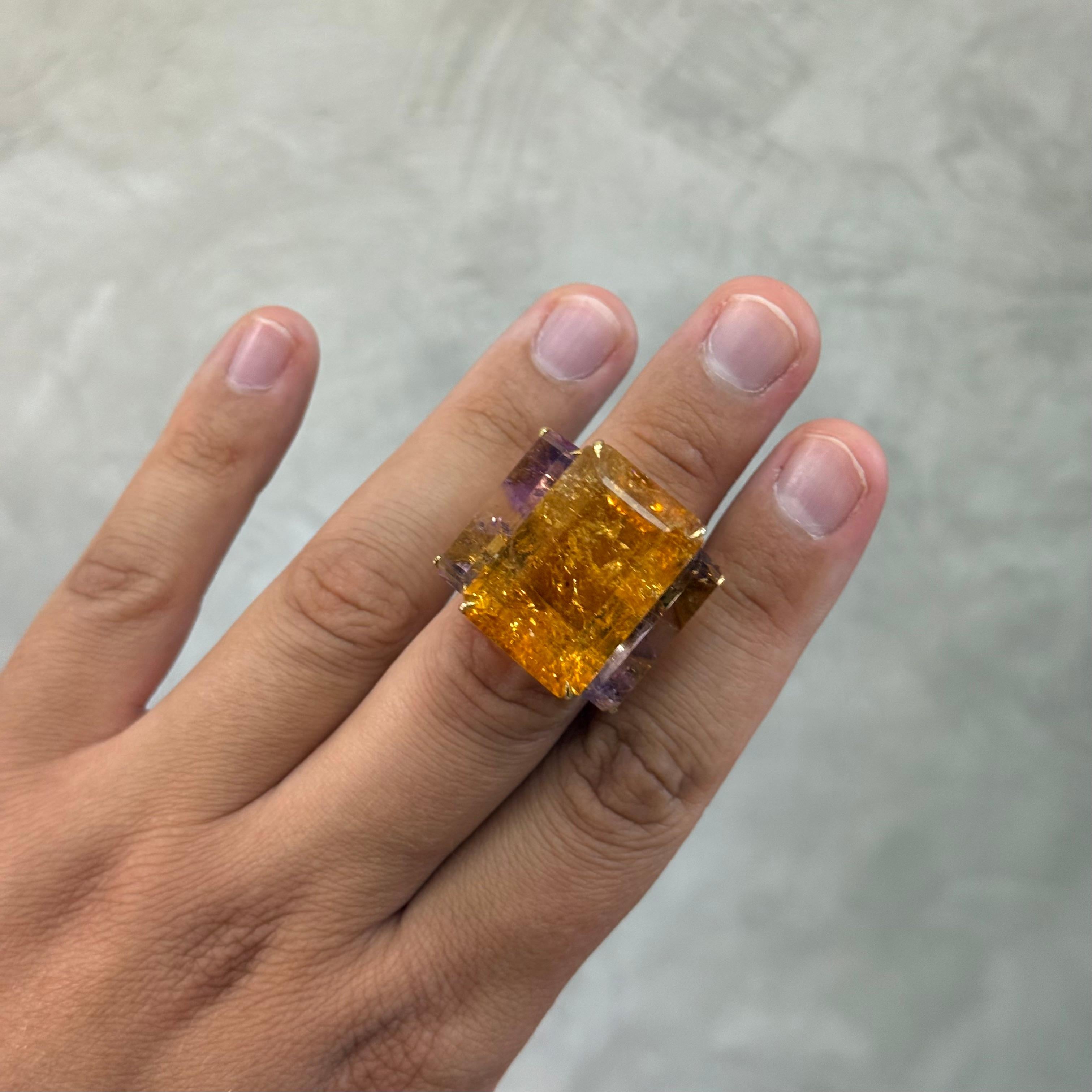 H. Stern Diamant Citrin Ametrin Quarz Cocktail Ring 18K Gelbgold Brasilien im Angebot 3