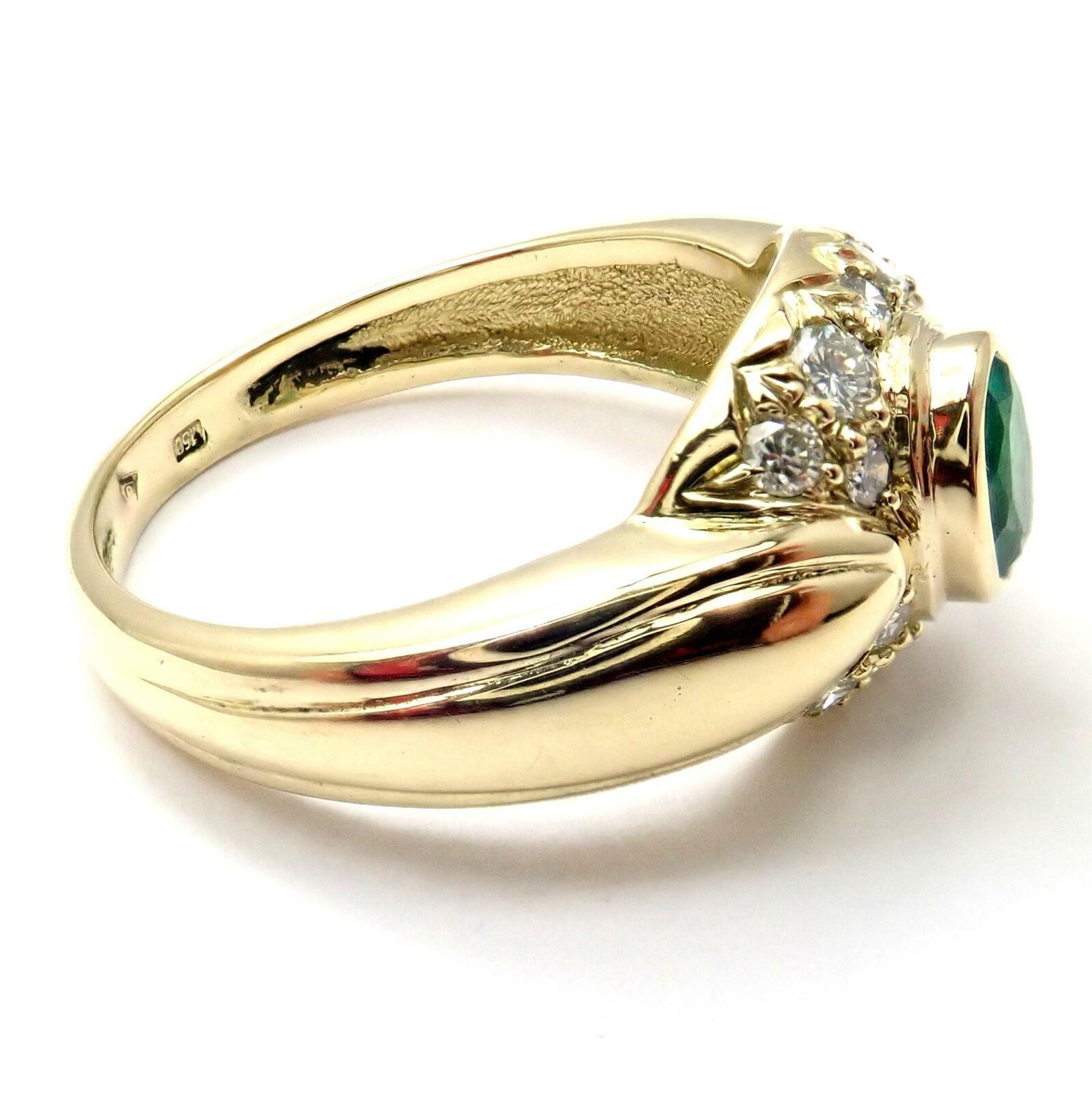 Diamant-Smaragd-Gelbgold-Ring von H. Stern (Brillantschliff) im Angebot