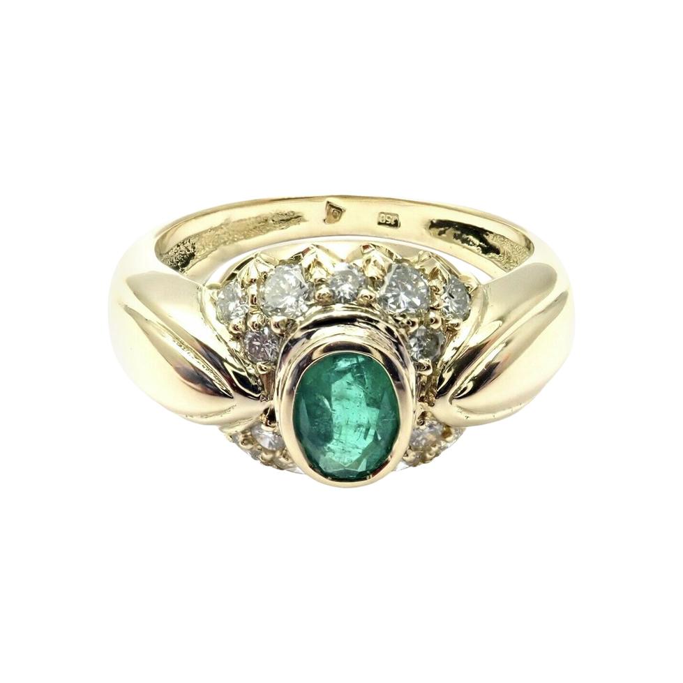 H. Stern Diamond Emerald Yellow Gold Ring For Sale