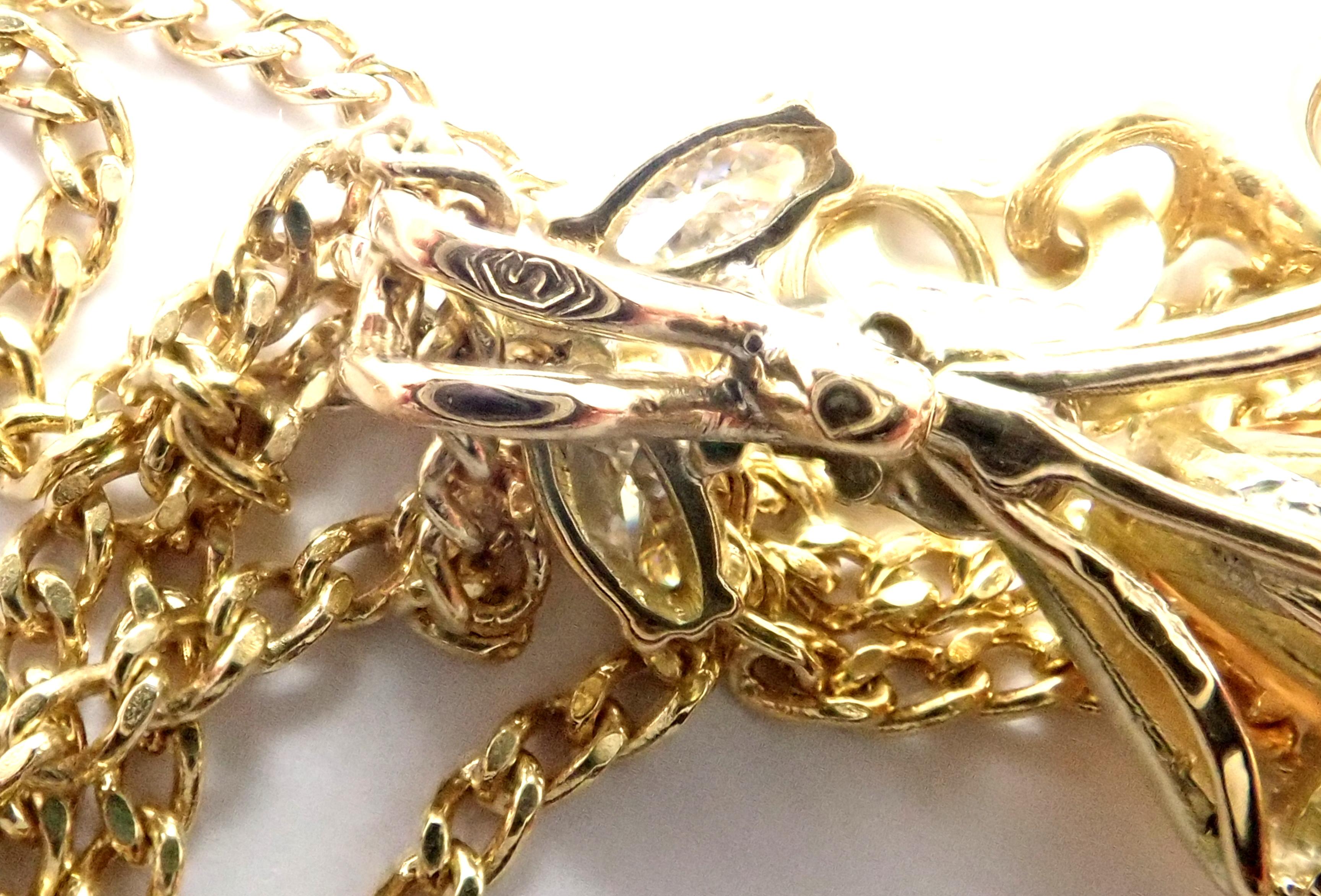 Brilliant Cut H. Stern Diamond Imperial Topaz Yellow Gold Pendant Necklace