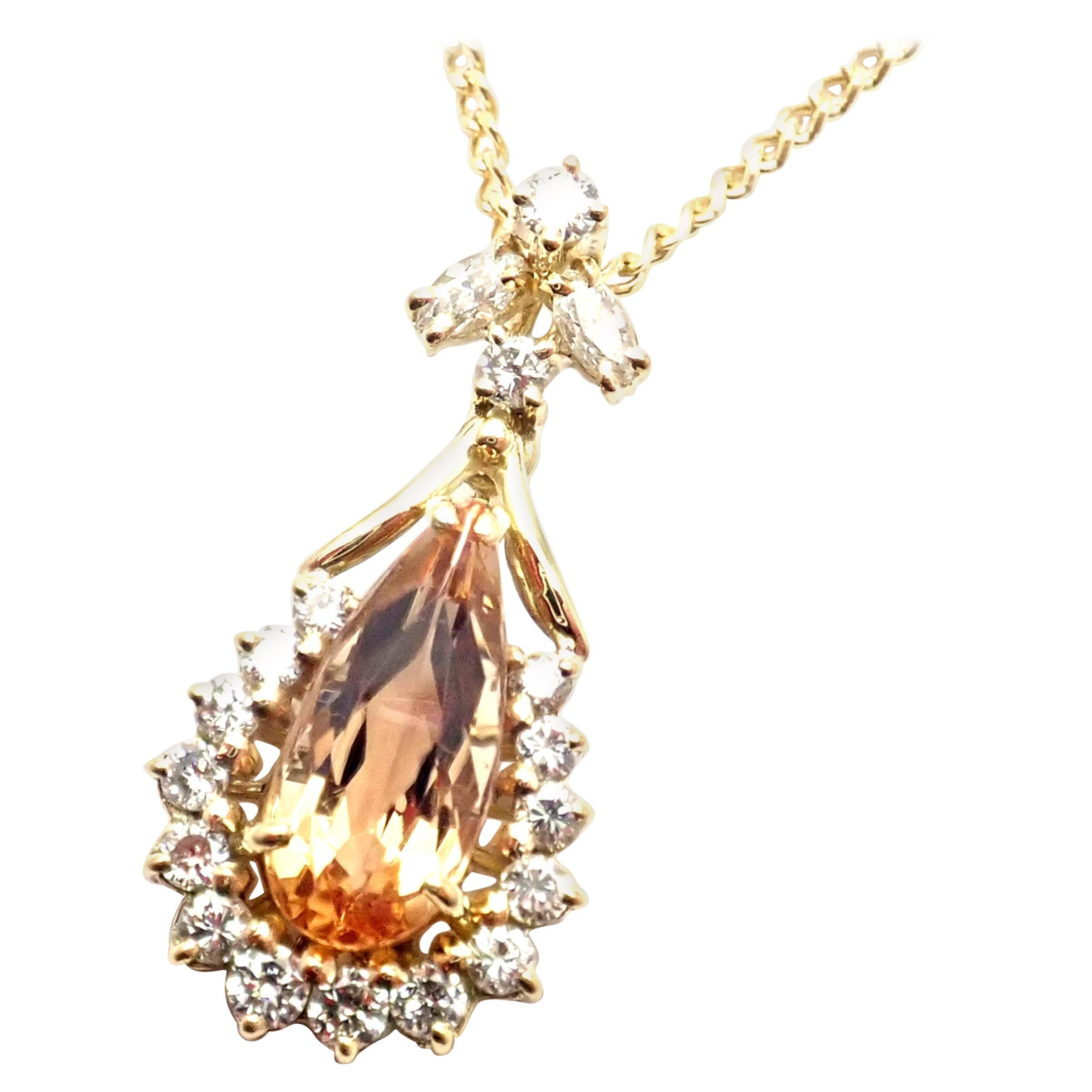 H. Stern Diamond Imperial Topaz Yellow Gold Pendant Necklace