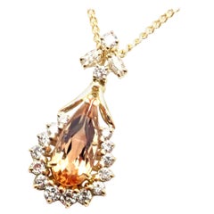 Vintage H. Stern Diamond Imperial Topaz Yellow Gold Pendant Necklace