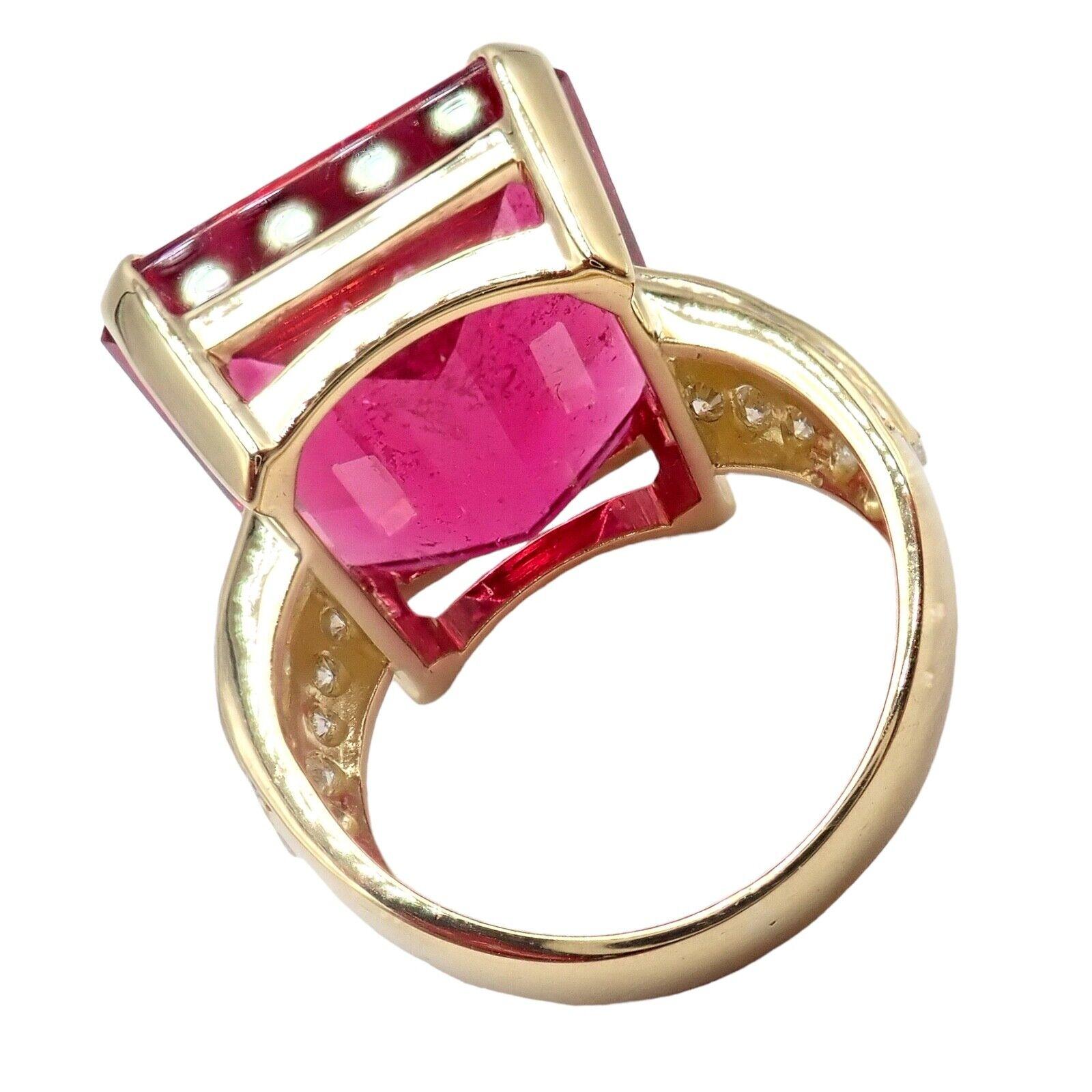 H. Stern Diamond Large Pink Tourmaline Yellow Gold Statement Ring 7