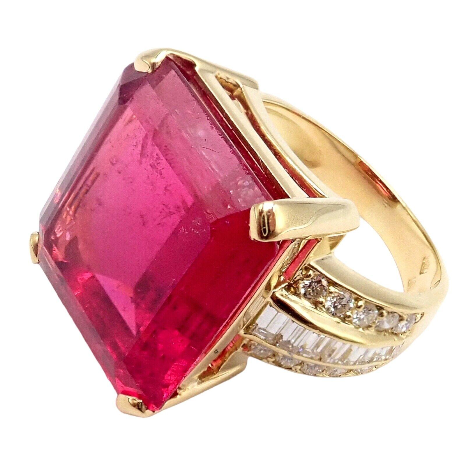 Women's or Men's H. Stern Diamond Large Pink Tourmaline Yellow Gold Statement Ring