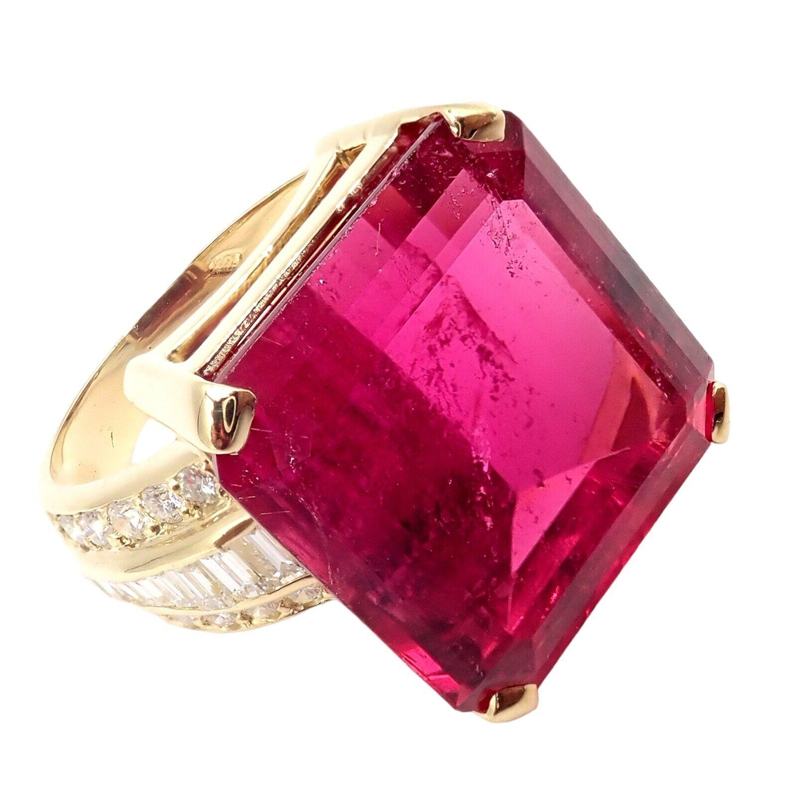 H. Stern Diamond Large Pink Tourmaline Yellow Gold Statement Ring 1