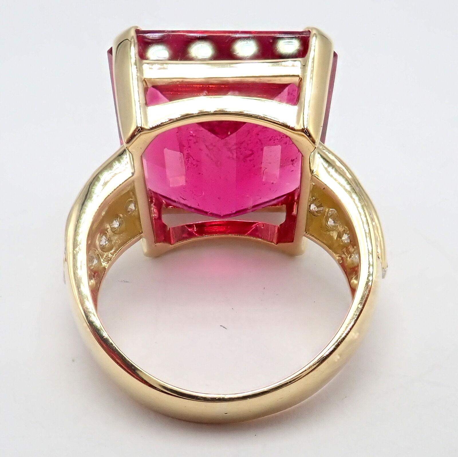 H. Stern Diamond Large Pink Tourmaline Yellow Gold Statement Ring 2