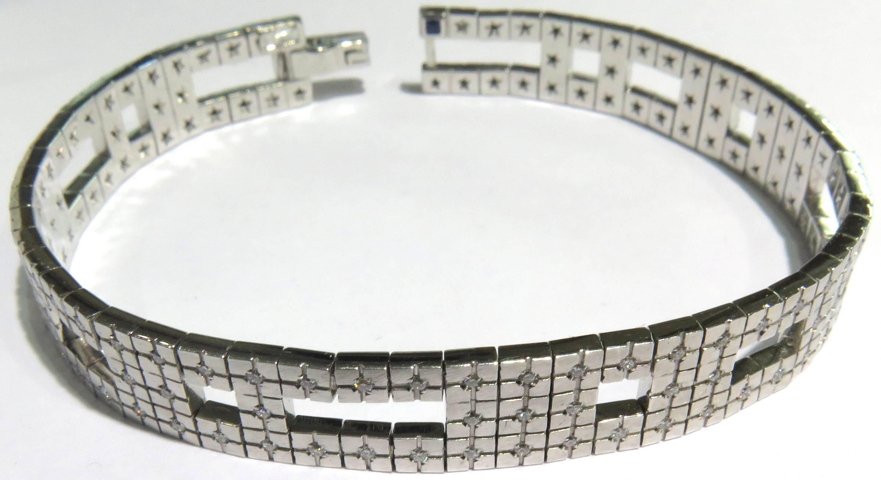 Modernist H. Stern Diamond Metropolis Collection Architectural White Gold Bracelet For Sale