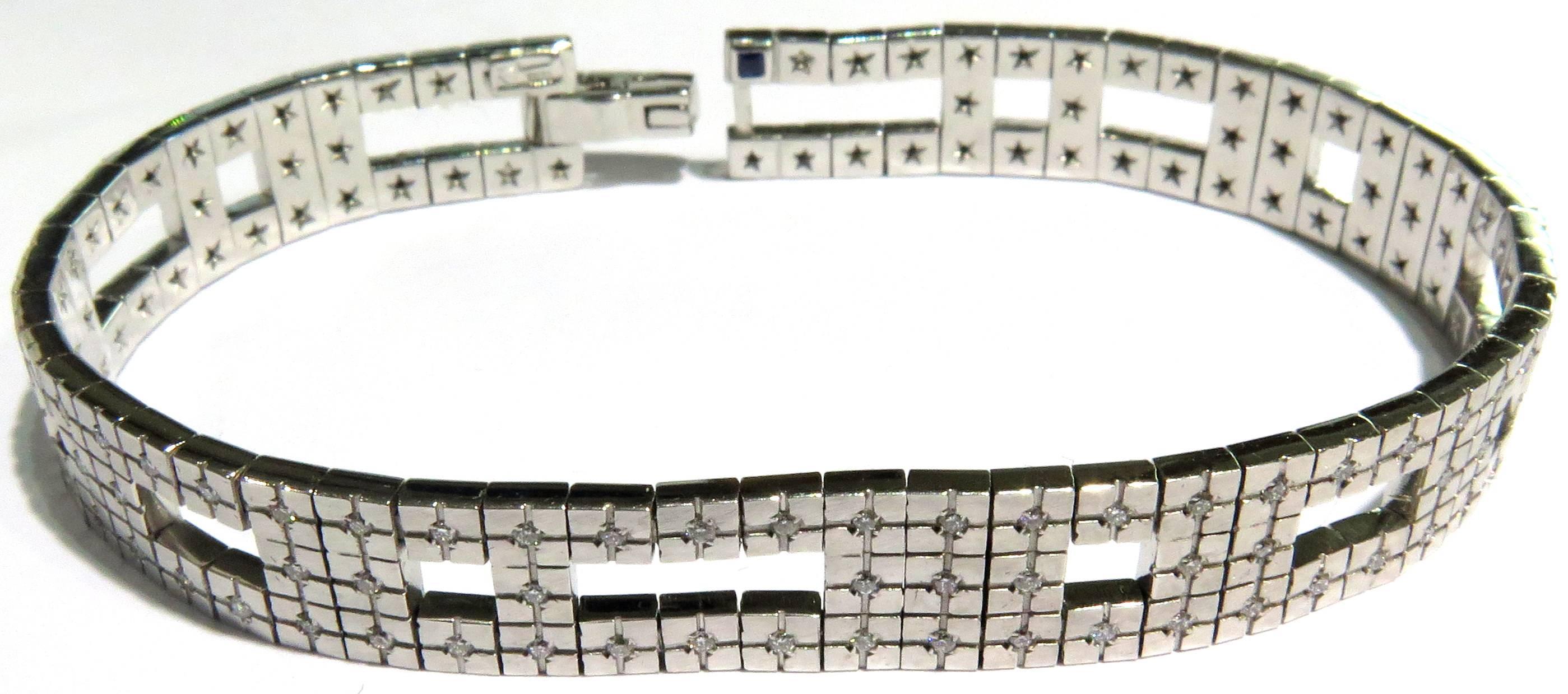 Women's or Men's H. Stern Diamond Metropolis Collection Architectural White Gold Bracelet For Sale