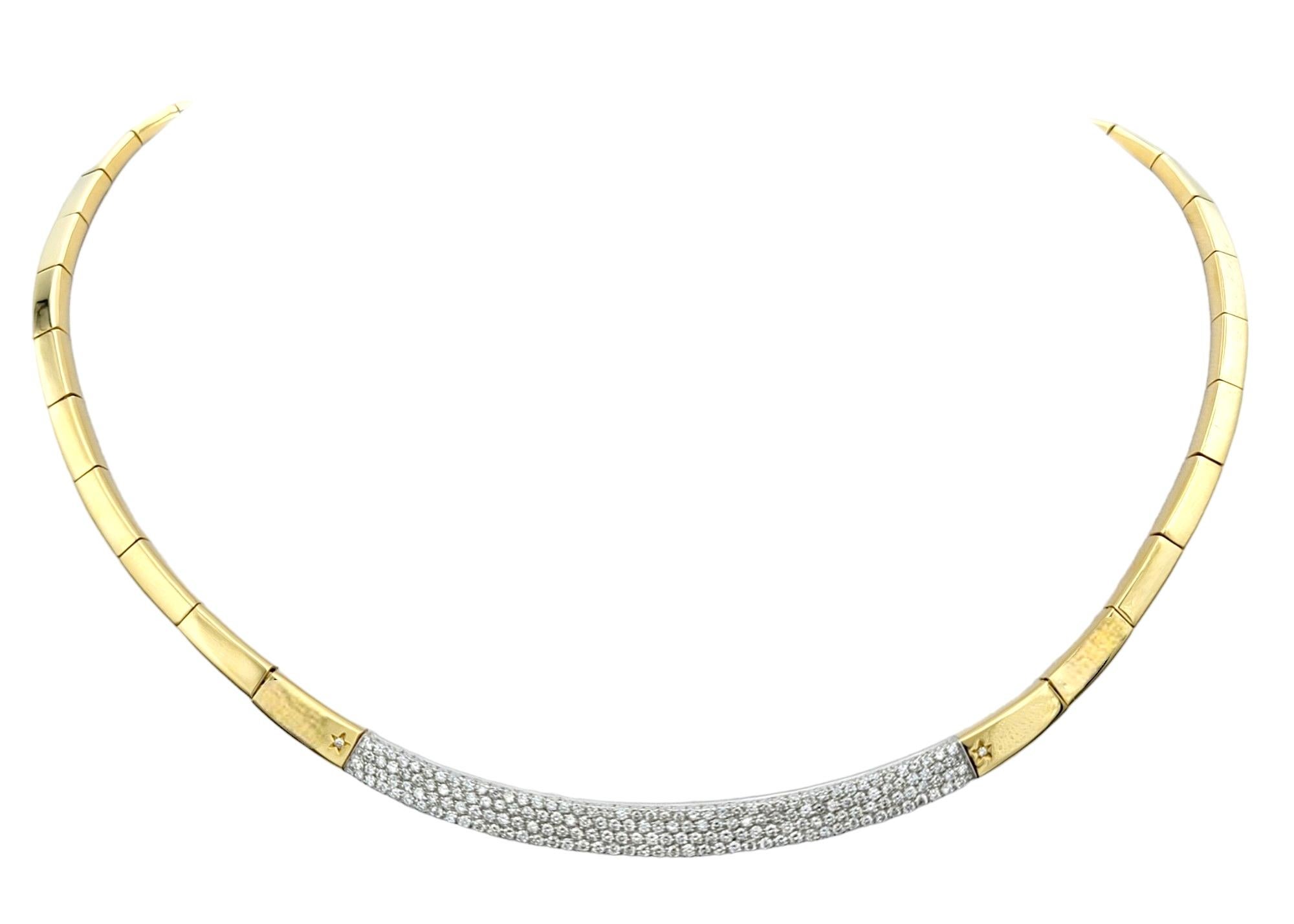 Contemporary H. Stern Diamond Pavé Collar Style Necklace Set in 18 Karat Yellow Gold For Sale