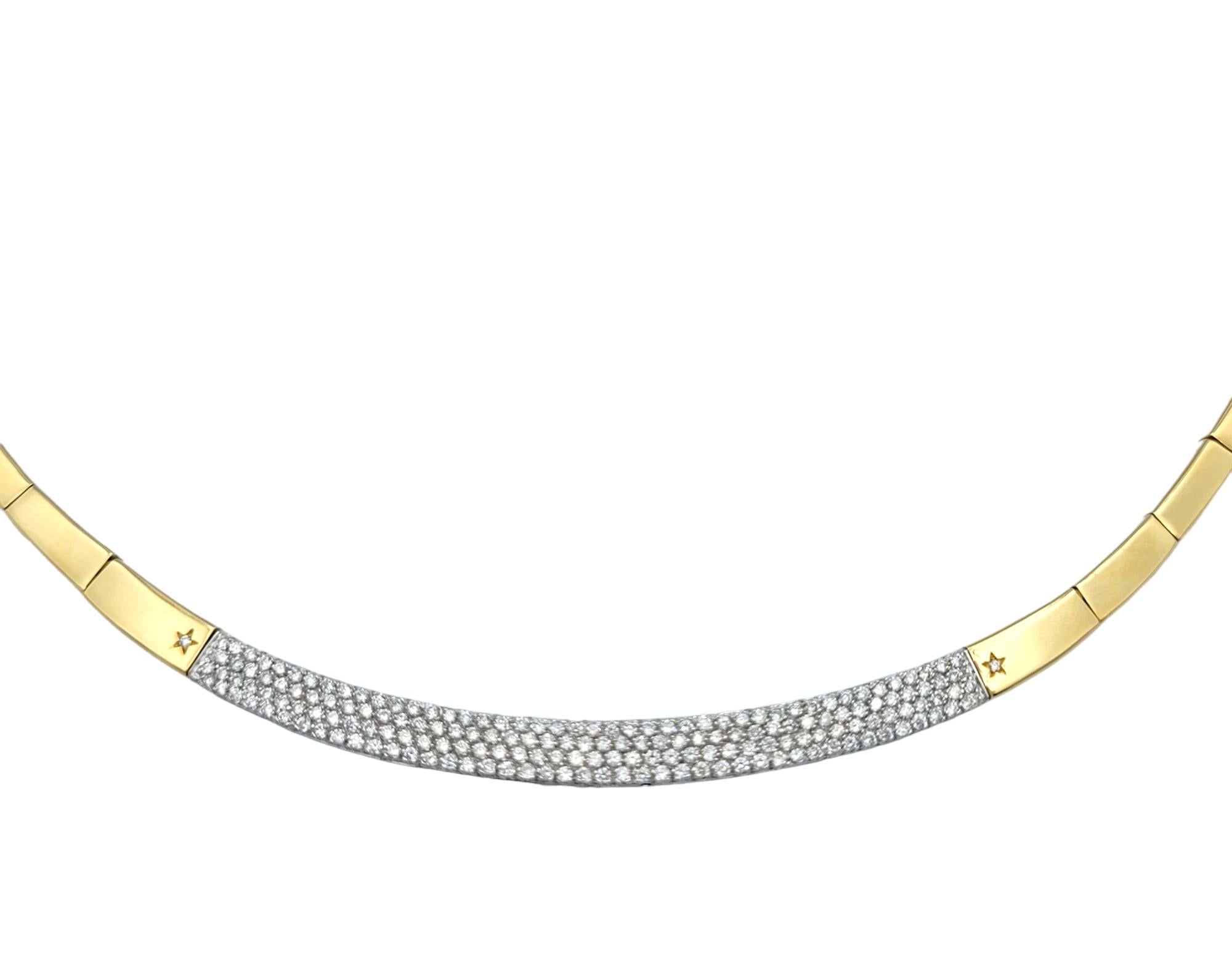 Round Cut H. Stern Diamond Pavé Collar Style Necklace Set in 18 Karat Yellow Gold For Sale