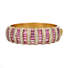 H. Stern Diamond, Pink Tourmaline, and Gold Bangle Bracelet