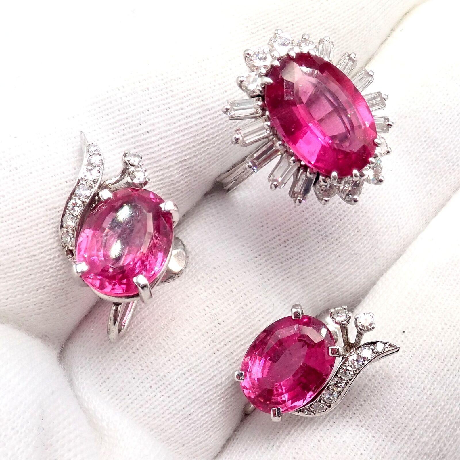 H. Stern Diamond Pink Tourmaline White Gold Ring And Earrings Set For Sale 6