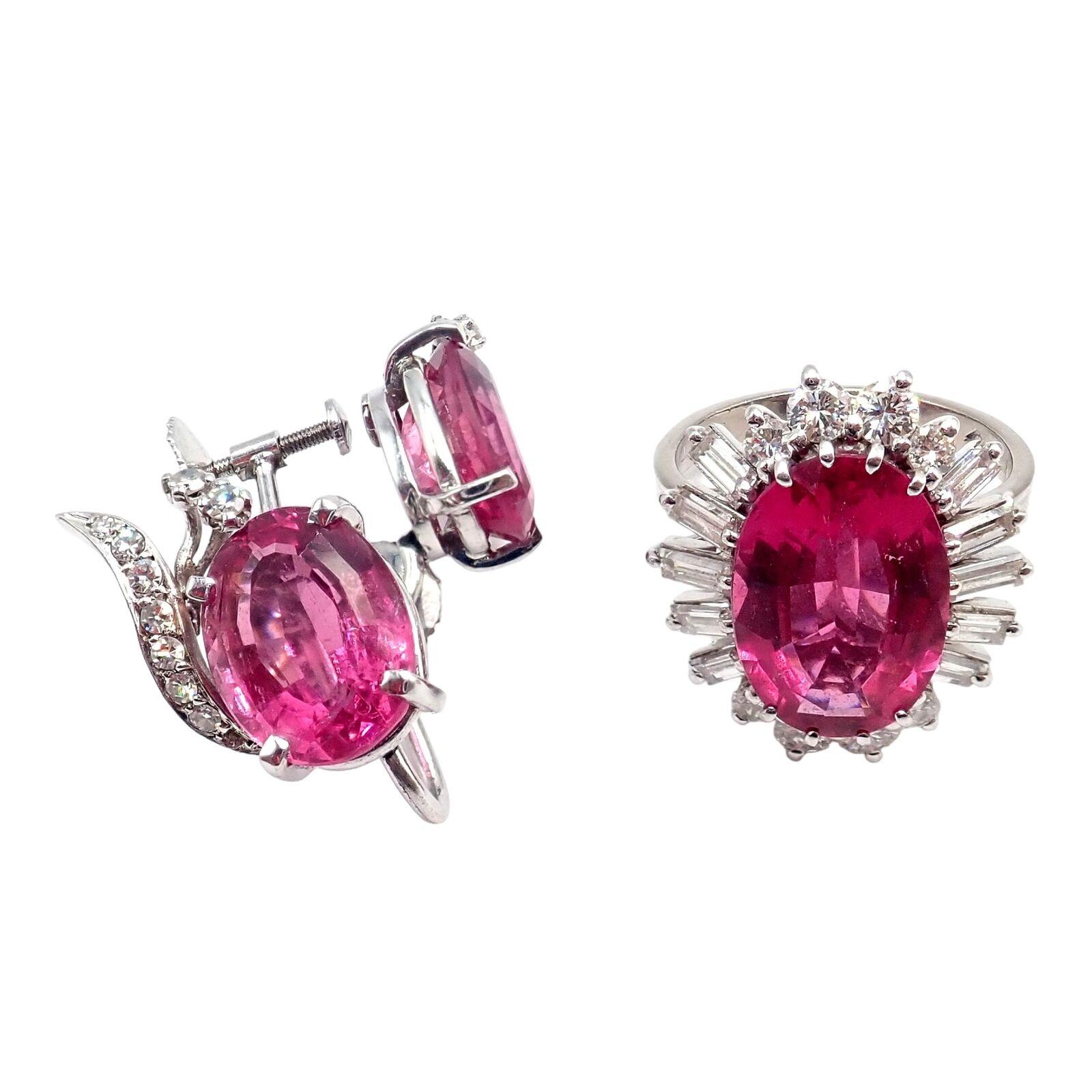 H. Stern Diamond Pink Tourmaline White Gold Ring And Earrings Set For Sale 7