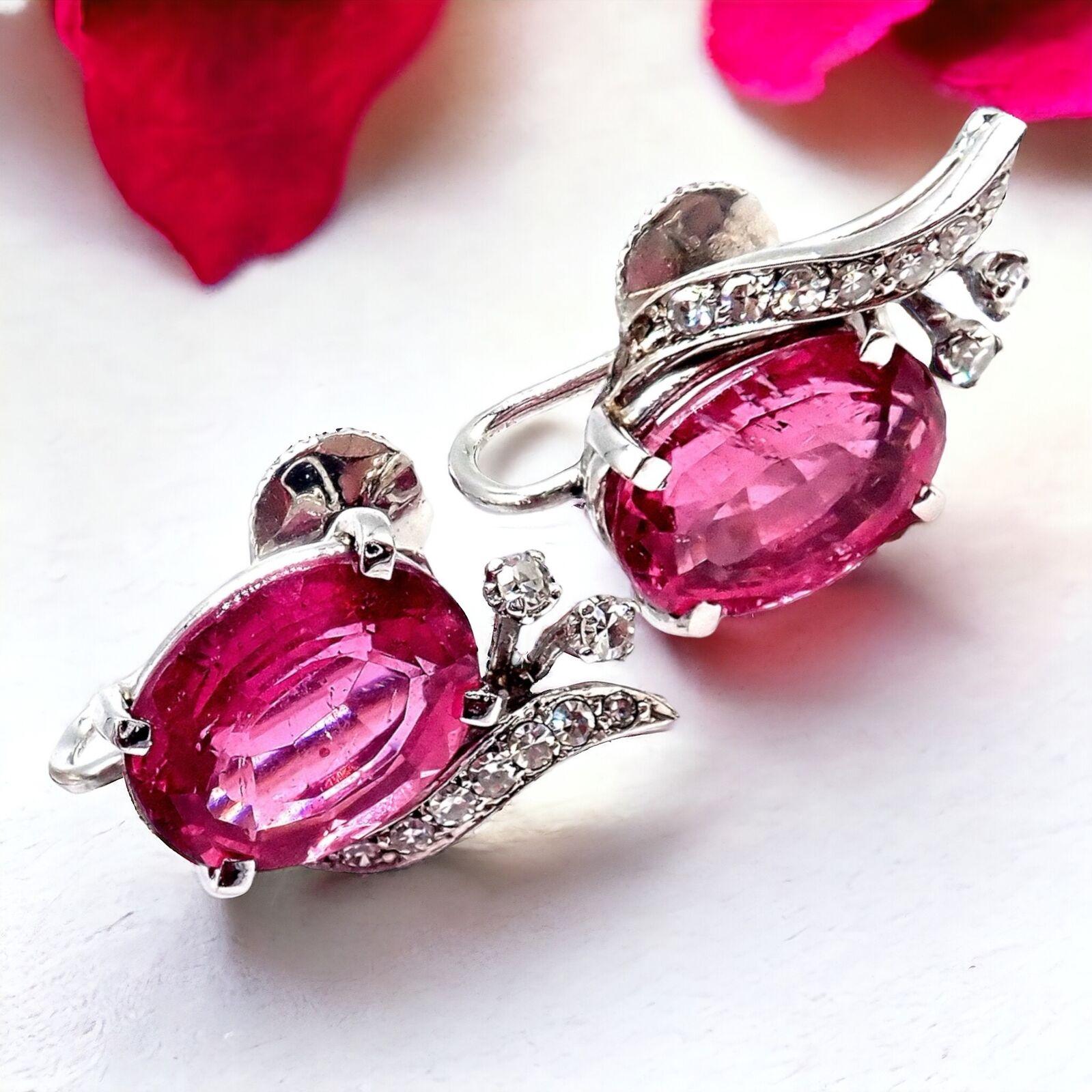 H. Stern Diamond Pink Tourmaline White Gold Ring And Earrings Set In Excellent Condition For Sale In Holland, PA