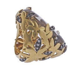 H. Stern Diamond Quartz Leaf Gold Cocktail Ring