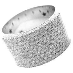 H. Stern Anello a fascia larga in oro bianco con diamante