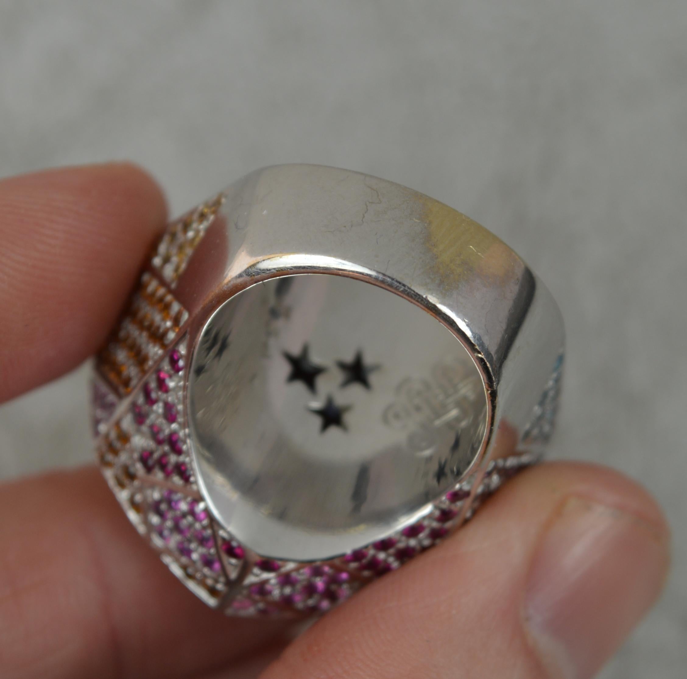 Women's H Stern Diane von Furstenberg 18 Carat White Gold and Multi Sapphire Power Ring