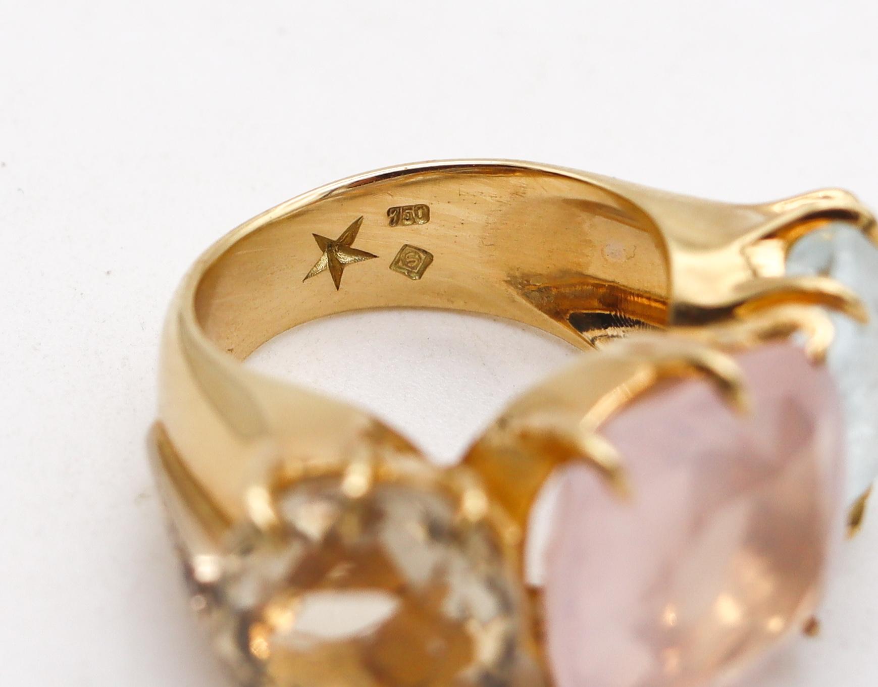 Mixed Cut H. Stern Diane von Furstenberg Cocktail Ring 18Kt Gold with 14.71 Ctw Gemstones
