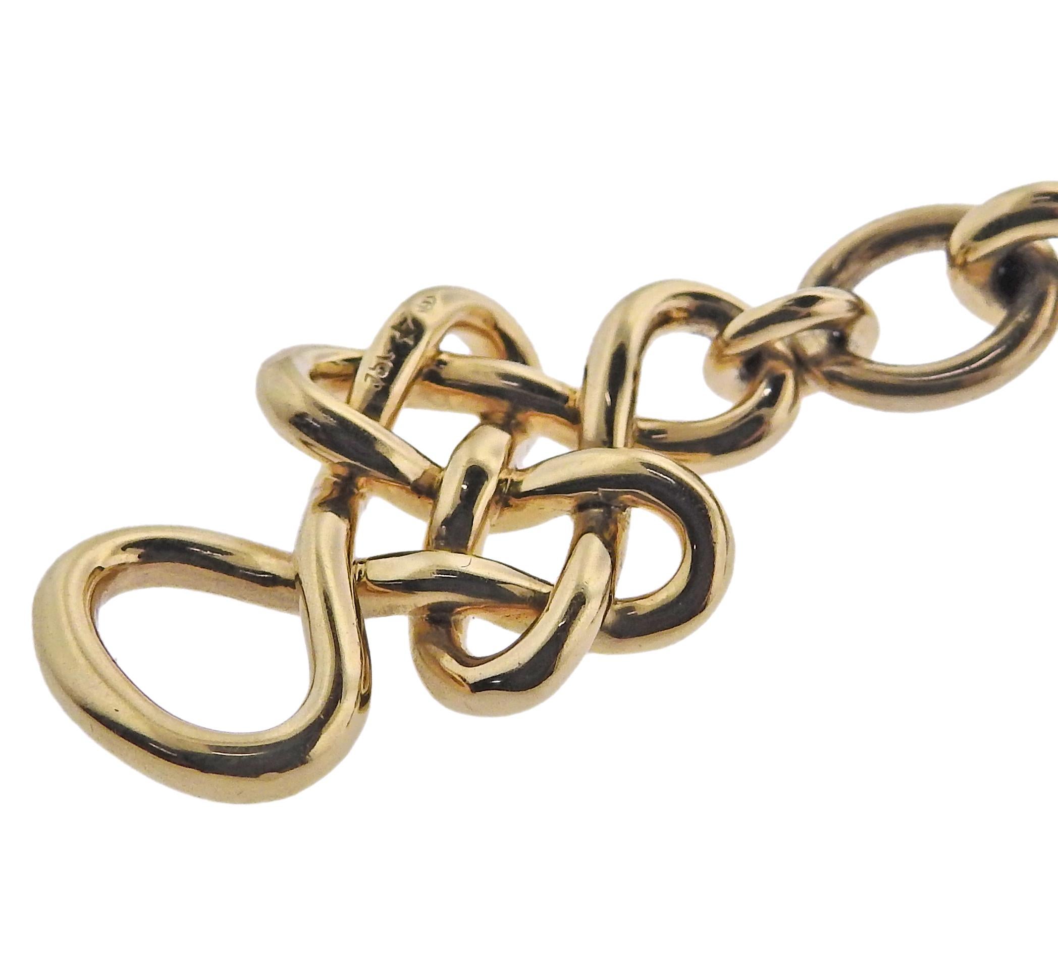 18k gold toggle bracelet by Diane Von Furstenberg for H. Stern, set with rock crystals.  Bracelet is 8.75