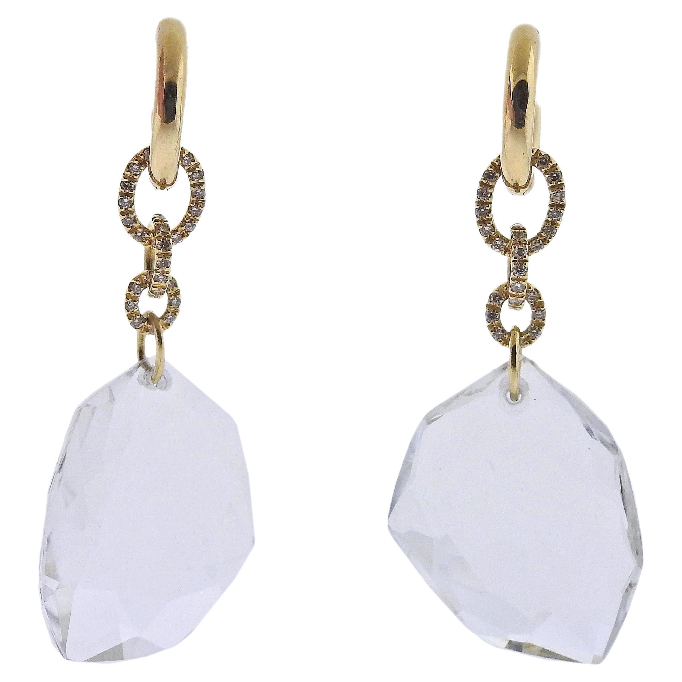 H. Stern Diane Von Furstenberg DVF Diamond Crystal Gold Earrings