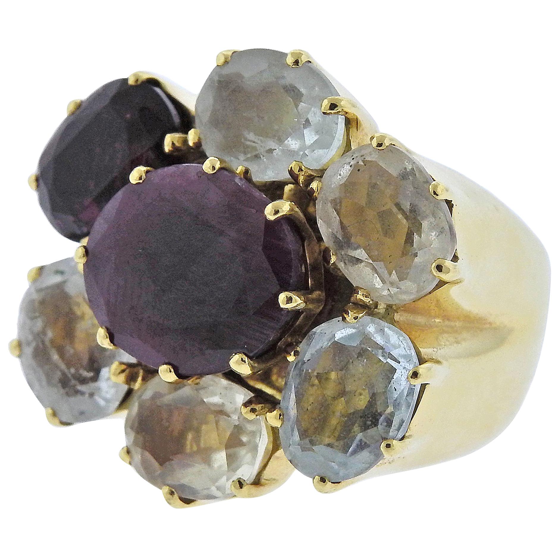 H. Stern Diane Von Furstenberg Harmony Multicolor Gemstone Gold Ring For Sale