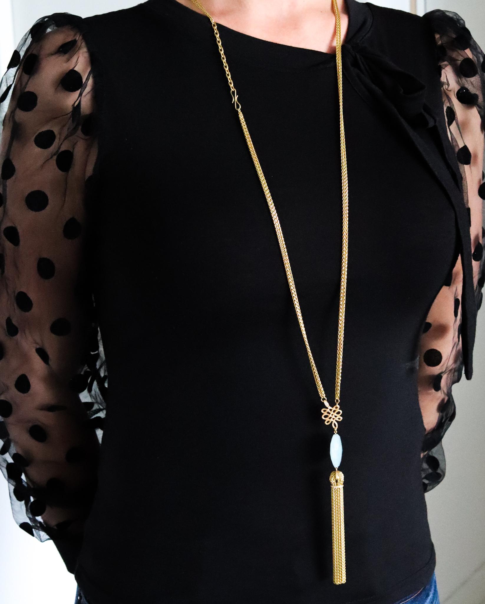 Moderne H Stern Diane von Furstenberg Collier long en or 18 carats avec aigue-marine 22,45 carats en vente