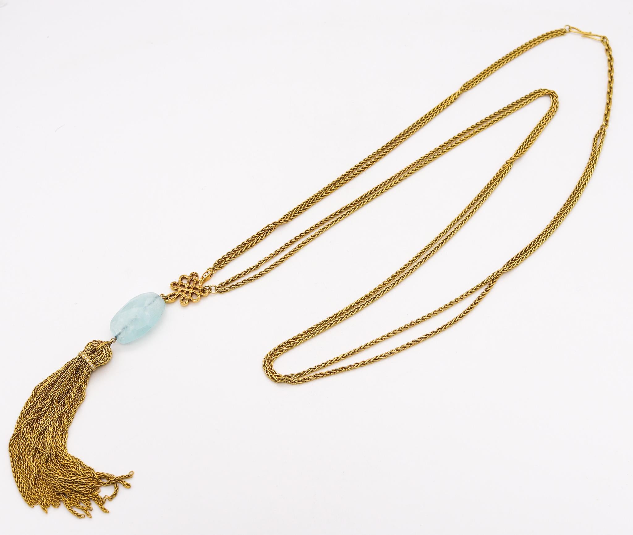 Modern H Stern Diane von Furstenberg Long Necklace 18 Kt Gold with 22.45 Cts Aquamarine For Sale