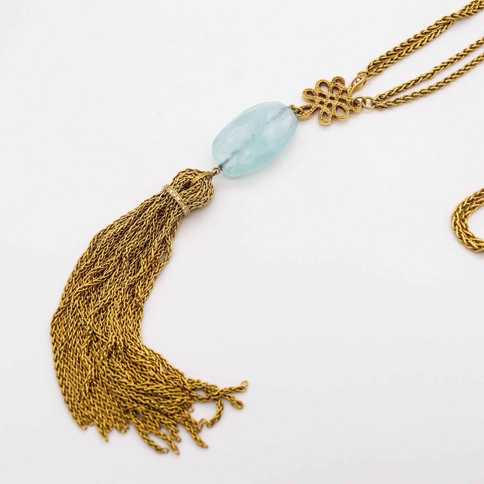 Mixed Cut H Stern Diane von Furstenberg Long Necklace 18 Kt Gold with 22.45 Cts Aquamarine For Sale