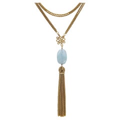 H Stern Diane von Furstenberg Collier long en or 18 carats avec aigue-marine 22,45 carats