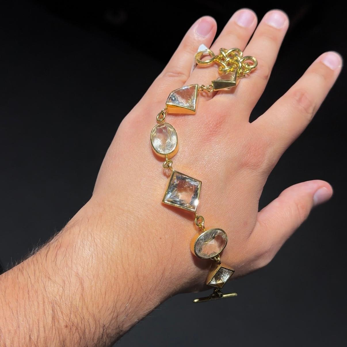 H. Stern Diane von Furstenberg Rock Crystal Rutilated Quartz Bracelet Gold For Sale 1