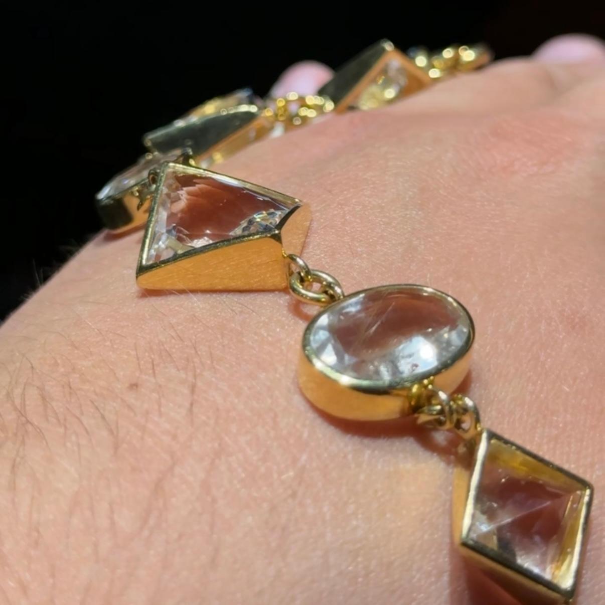 H. Stern Diane von Furstenberg Rock Crystal Rutilated Quartz Bracelet Gold For Sale 2