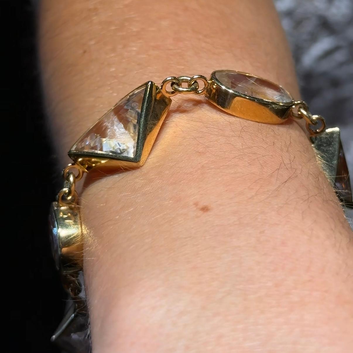 H. Stern Diane von Furstenberg Rock Crystal Rutilated Quartz Bracelet Gold For Sale 3