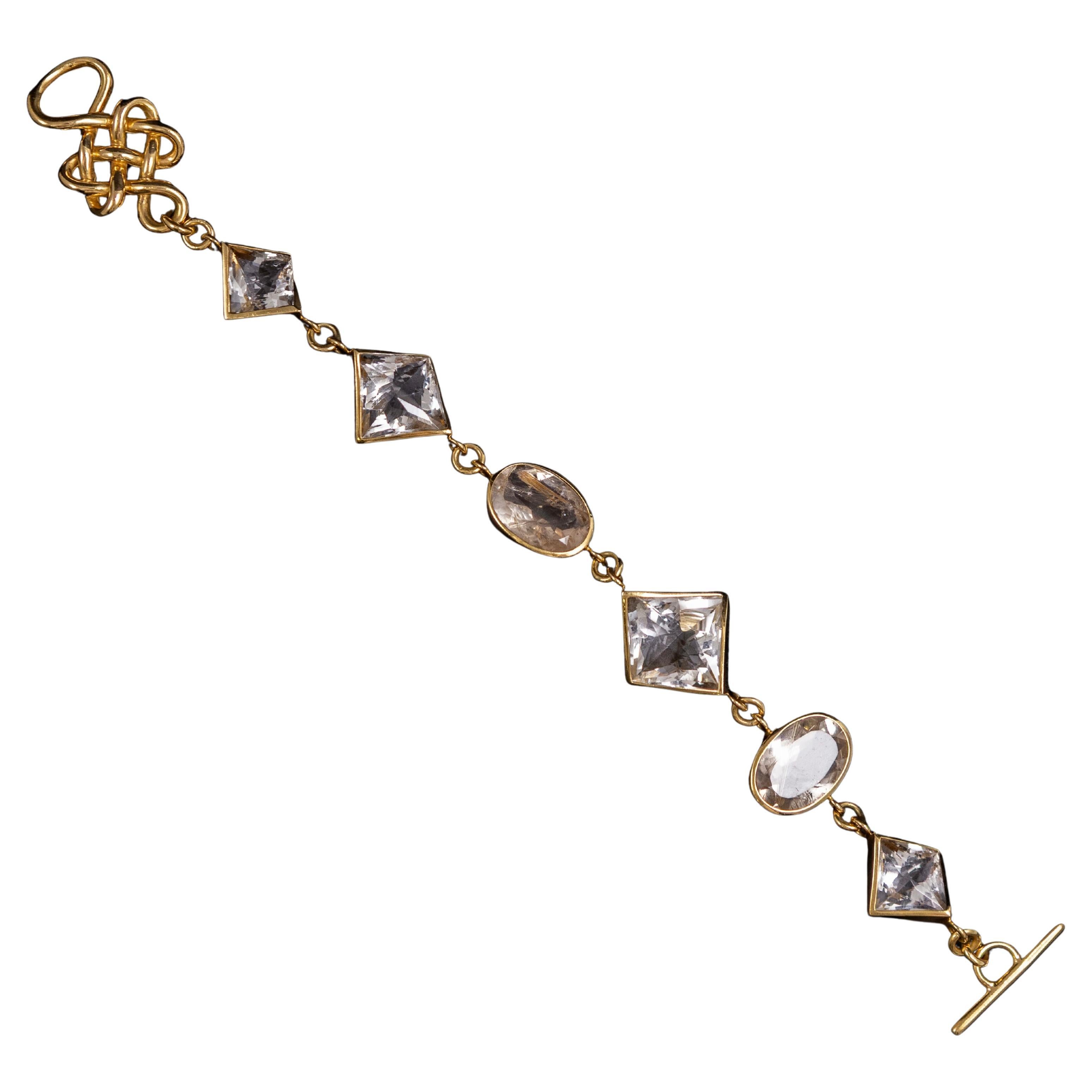 H. Stern Diane von Furstenberg Rock Crystal Rutilated Quartz Bracelet Gold For Sale