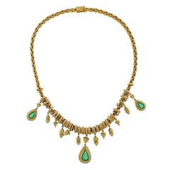 Vintage H Stern Emerald Diamond Gold Pendant Necklace