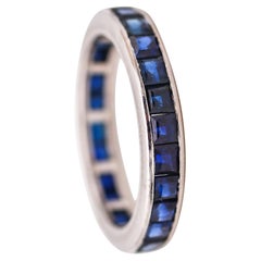 Vintage H. Stern Eternity Band Ring In 18Kt White Gold With 2.70 Ctw In Blue Sapphires